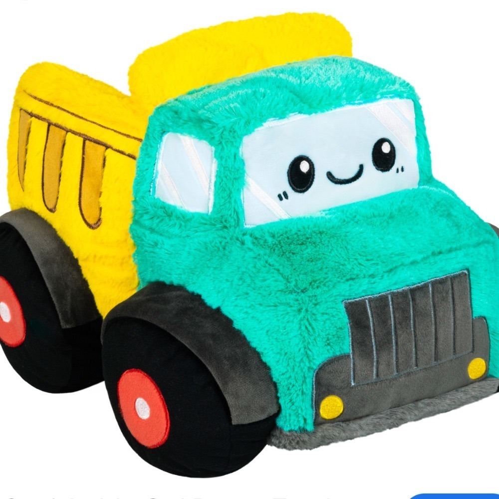Squishable Dump Truck Plush Teal Yellow Construction Vehicle Stuffed Toy 13inch